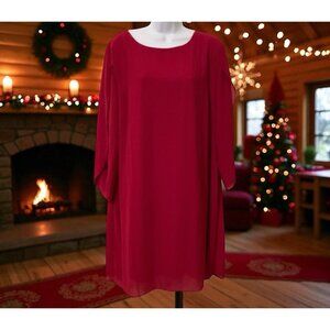 Grace Karin Womens Loose Chiffon Cocktail Evening Dress Size 2XL Red Lined Slit